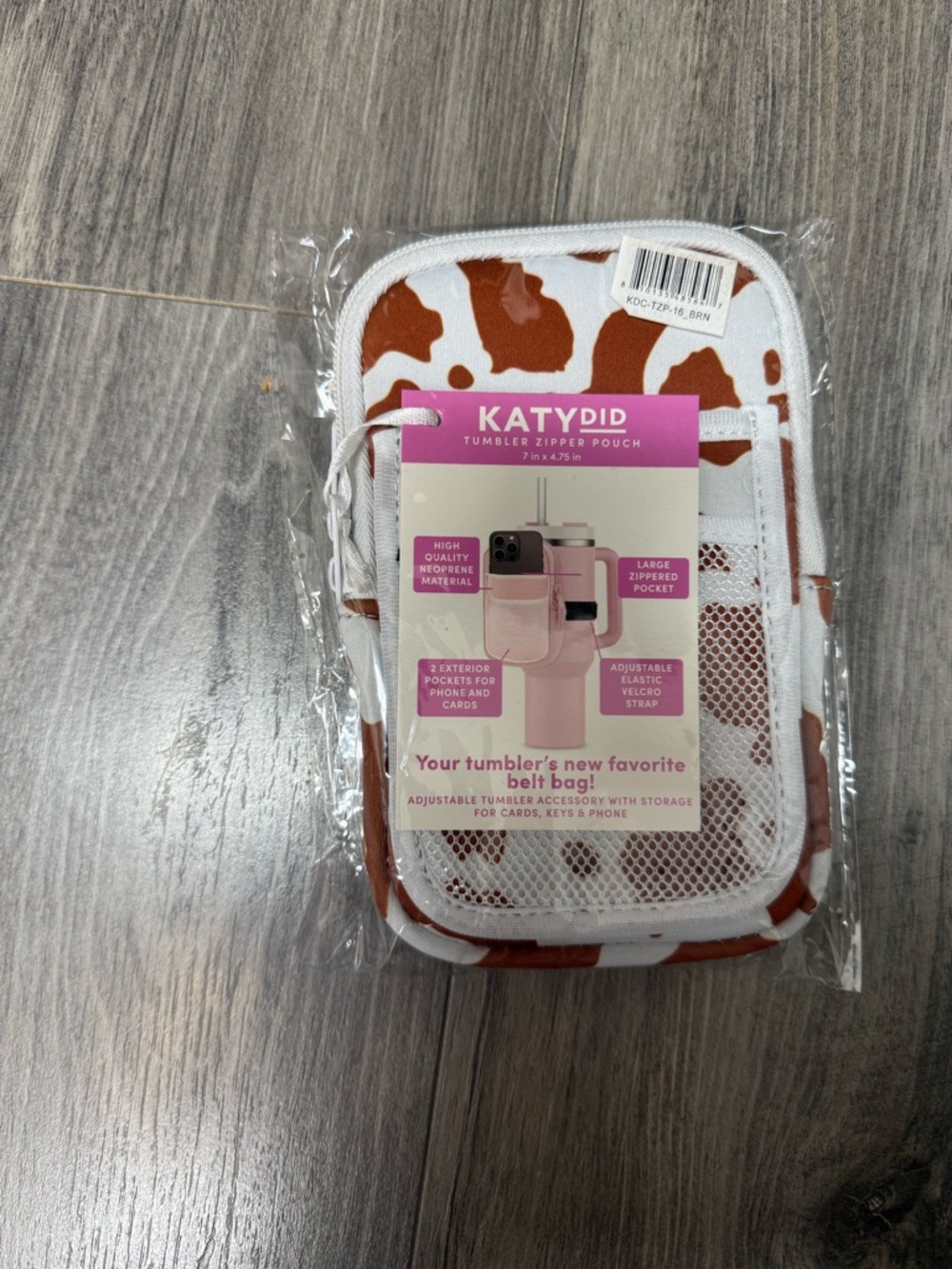 Katydid Smiley Cowprint Tumbler Zipper Pouch